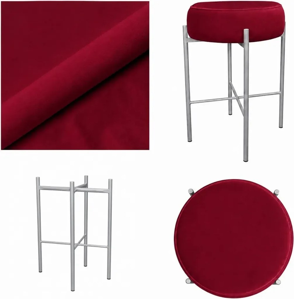 Hoker Pola krzesło barowe podstawa metalowa Tkanina Welur : Kolor Stelaża - Szary, Kolor tkaniny - VELVET - MG31, Typ tkaniny - Velvet