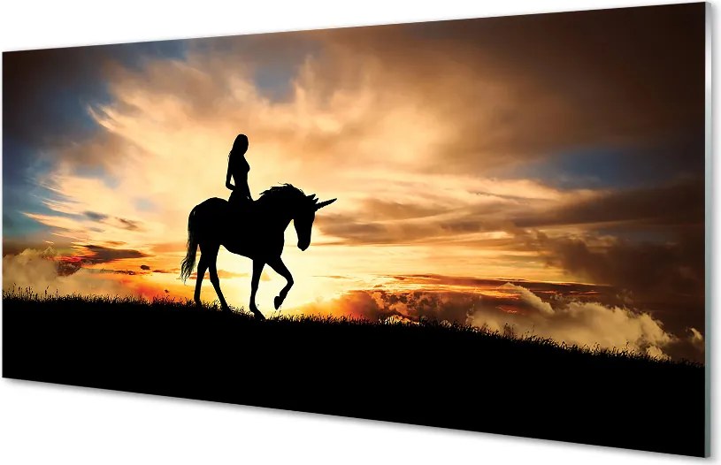 Szkło do Kuchni na Ścianę Podróż na Jednorożcu o Zmierzchu