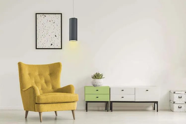 Lampa wisząca tuba na białym stelażu 18 kolorów F2-N48