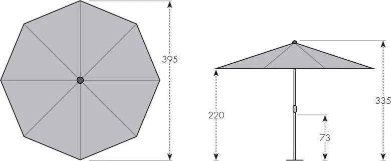 Doppler ALU EXPERT Teleskop parasol ogrodowy 400 cm antracyt