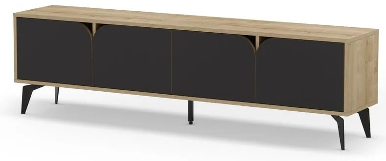 Czarna szafka pod TV w dekorze dębu 180x51 cm Nola – Marckeric