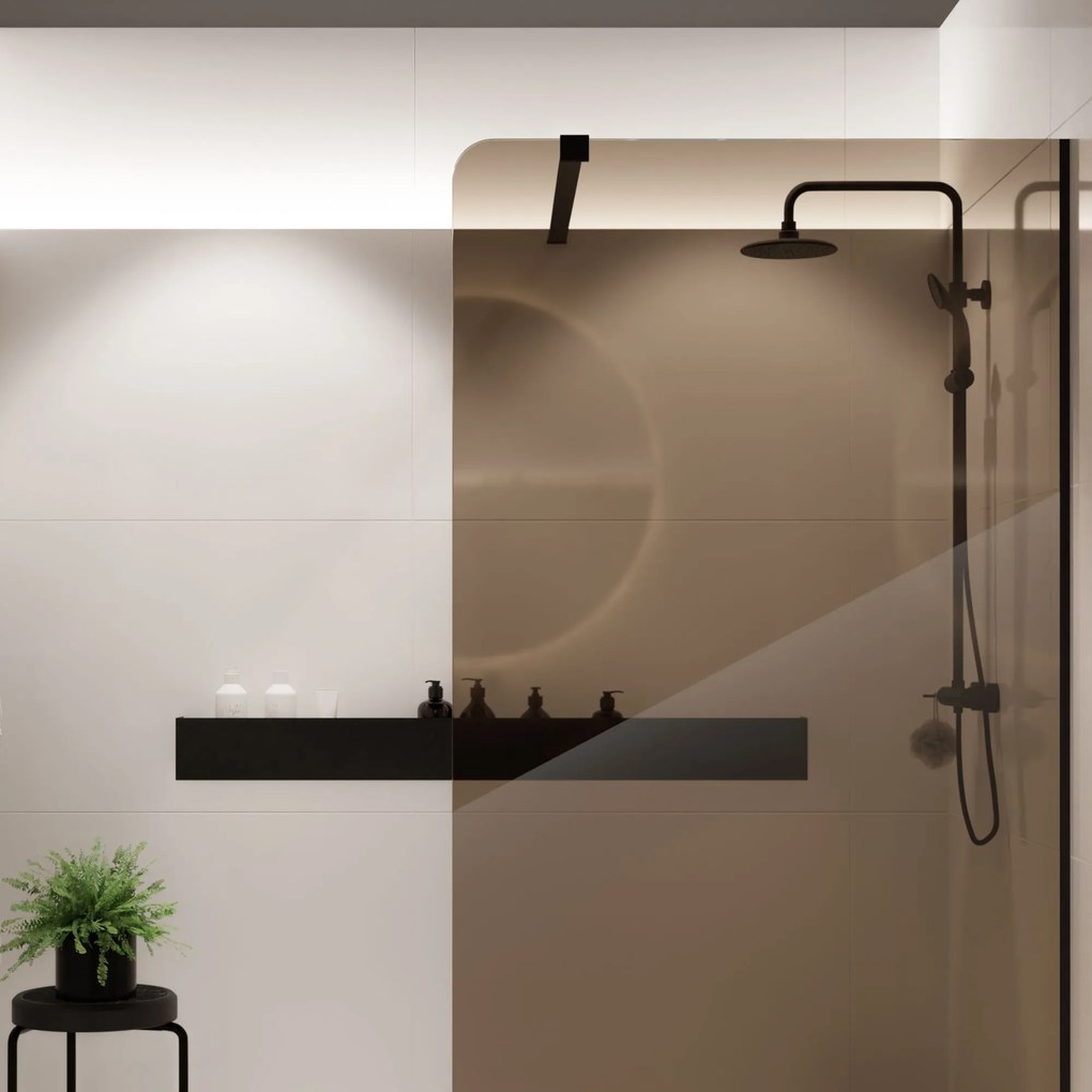 Ścianka prysznicowa WALK IN FIX brązowa 8 mm MOLIS NATURE Brown Round MASSI I Różne rozmiary : Kolor profili kabiny - złoty, Szerokość ścianki - 80 cm, Typ montażu - WALK in FIX (Do ściany)