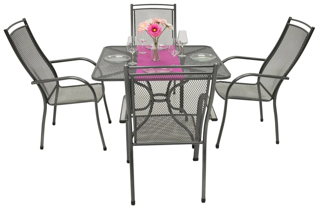 Metalowy zestaw ogrodowy PALMA IV. 1 + 4 Stół 90 x 90 cm (CT0312)