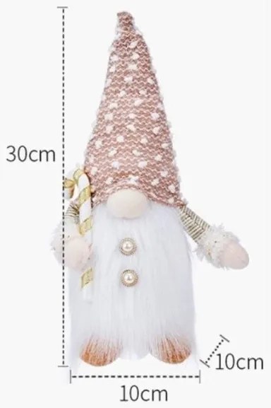 Świecący świąteczny skrzat JINGLE 30 cm - różne rodzaje Kolor: Biały