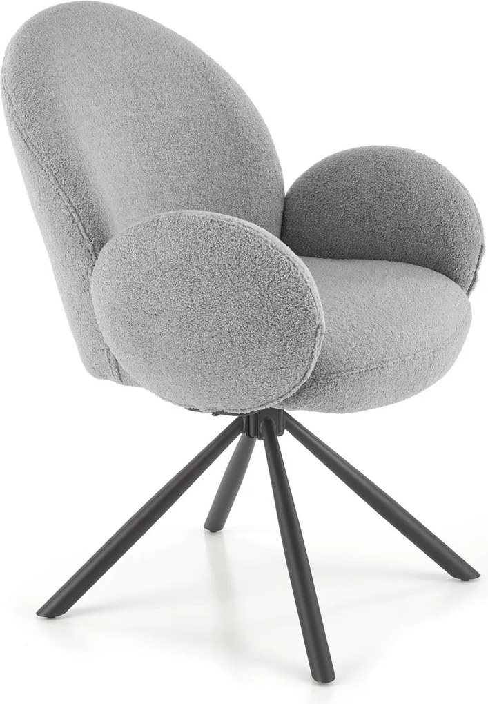 Obrotowy fotel jadalniany K498 z tkaniny bouclé