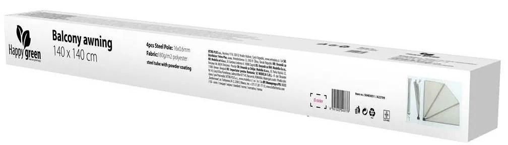 Happy Green Parawan składany na balkon 1,4 m, beżowy