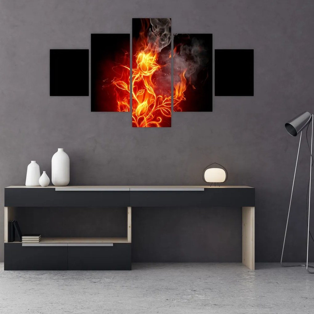 Obraz - Róże w ogniu (125x70 cm)