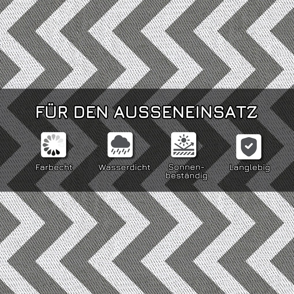 Outsunny Dywan na zewnątrz Wodoodporny Dwustronny Jasnoszary i biały Włókno z tworzywa 121x182cm | Aosom PL