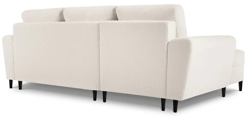 Beżowy rozkładany narożnik ze schowkiem z materiału bouclé (lewostronny/z szezlongiem) Kyoto – Cosmopolitan Design