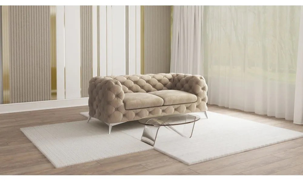 Szarobeżowa aksamitna sofa 185 cm Chelsea – Ropez