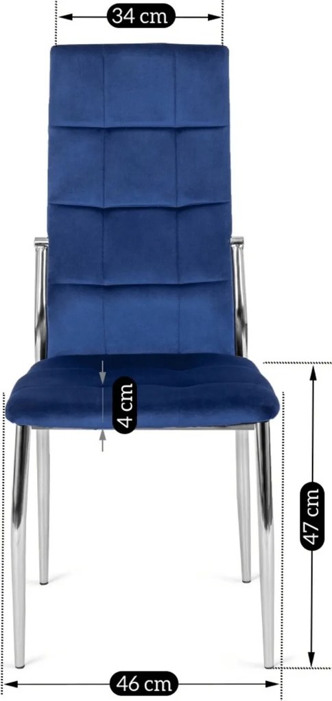 Krzesło Tapicerowane do Jadalni MOLLY Granatowe Welurowe Nowoczesne