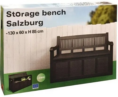 Ławka ogrodowa ze schowkiem Salzburg, 130 x 60 x 85 cm, 280 l