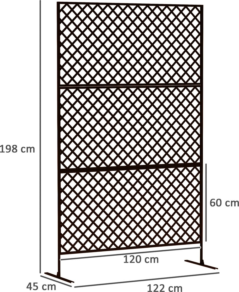 Outsunny Metalowy ekran ogrodowy wolnostojąca przegroda na taras werandę i ogród czarna stal | Aosom PL