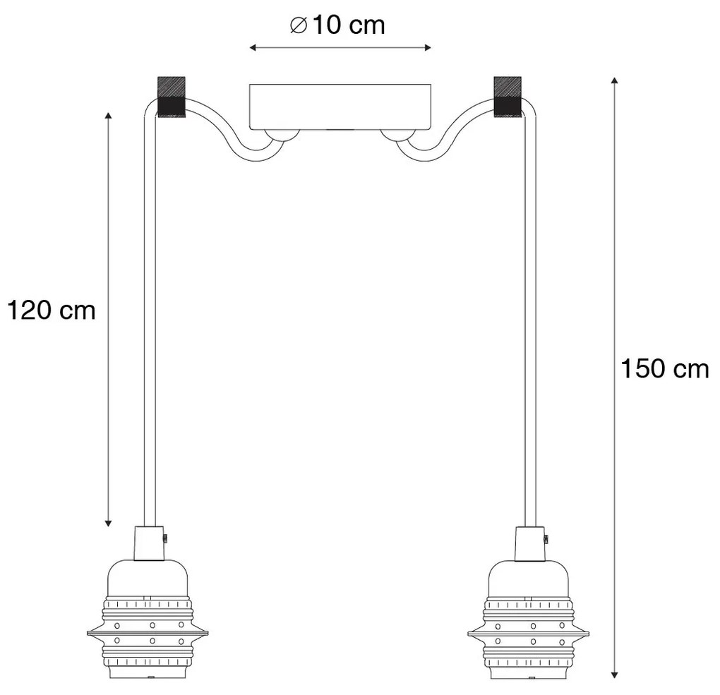 Lampa wisząca czarna 2-światłowa - Cava Nowoczesny Oswietlenie wewnetrzne