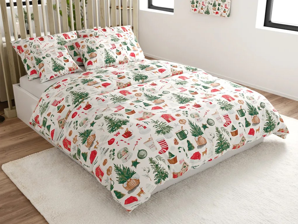 PrzytulneMieszkanie.pl PrzytulneMieszkanie.pl Bawełniana pościel MAGIC CHRISTMAS biała Rozmiar pościeli: 70 x 90 cm | 140 x 220 cm