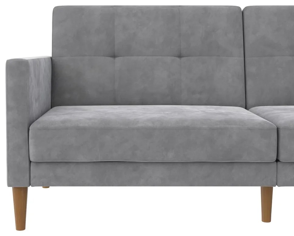 Jasnoszara aksamitna rozkładana sofa 207 cm Lilly – Støraa