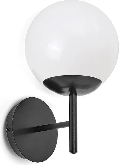 Kinkiet OXY klasyczny i ponadczasowy styl - g?. 20 cm x wys. 32 cm - opalowa kula ø20 - wn?trze - E27 40W - IP40 - stal i czer?