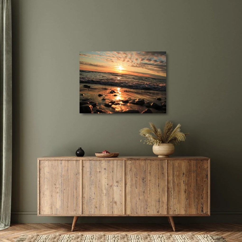 Obraz na szkle - Zachód słońca nad oceanem (70x50 cm)