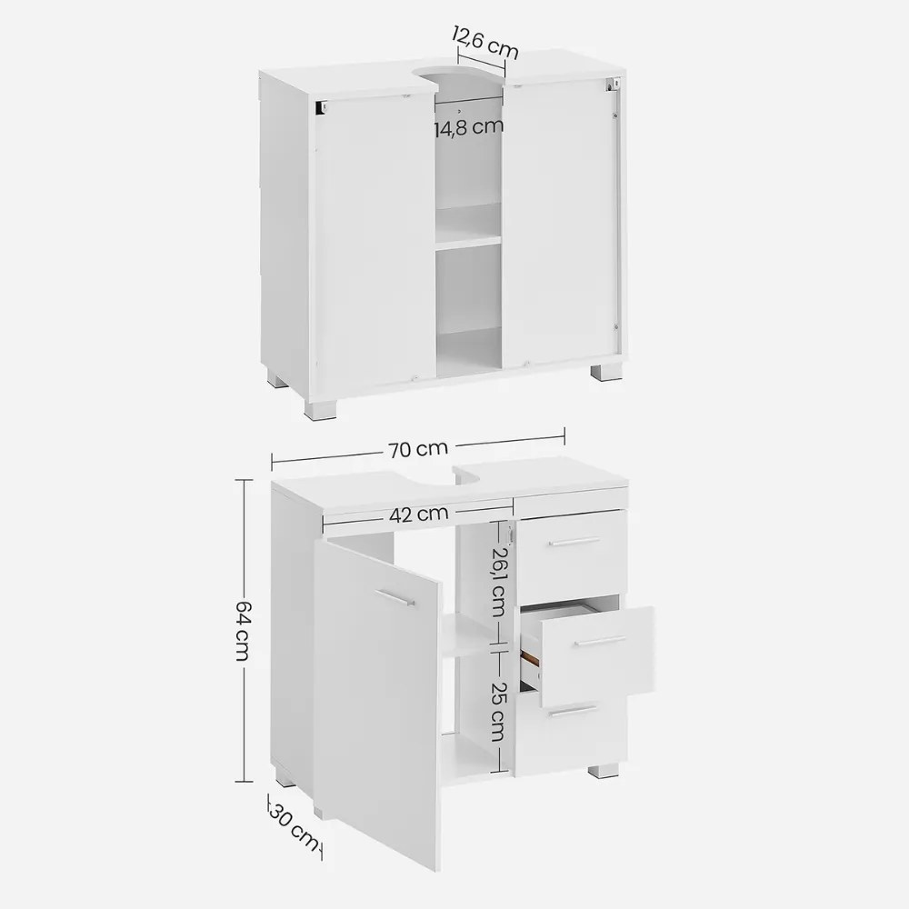 Szafka pod umywalkę IVY, 30x70x64 cm, biała Vasagle