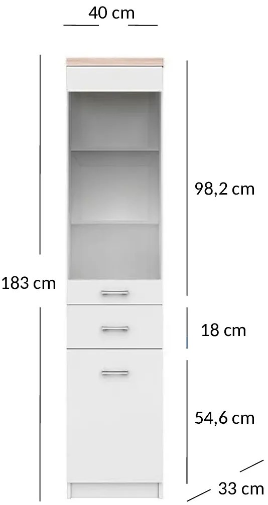 Biały regał z witryną - Ontario 22X