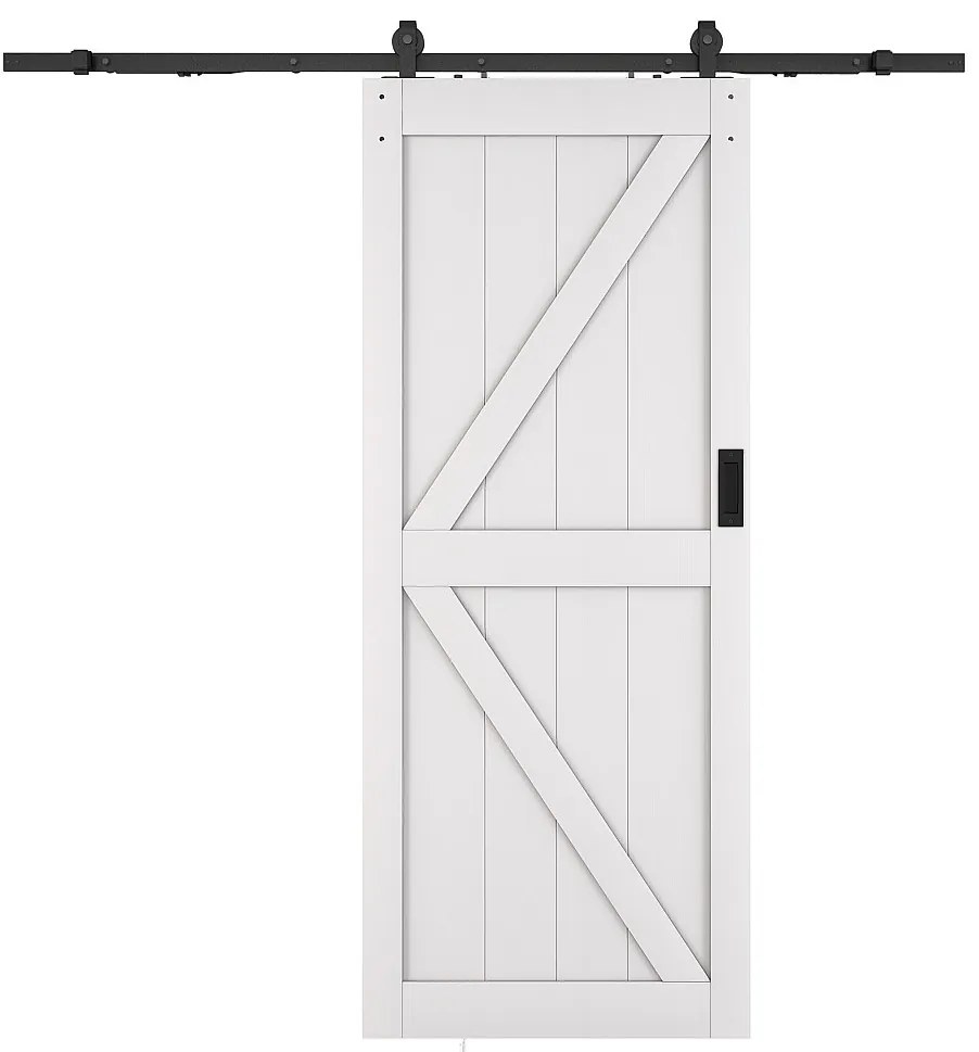 Drzwi przesuwne naścienne - Drewno i MDF - biały - wys. 205 x szer. 93 cm - NEFARA
