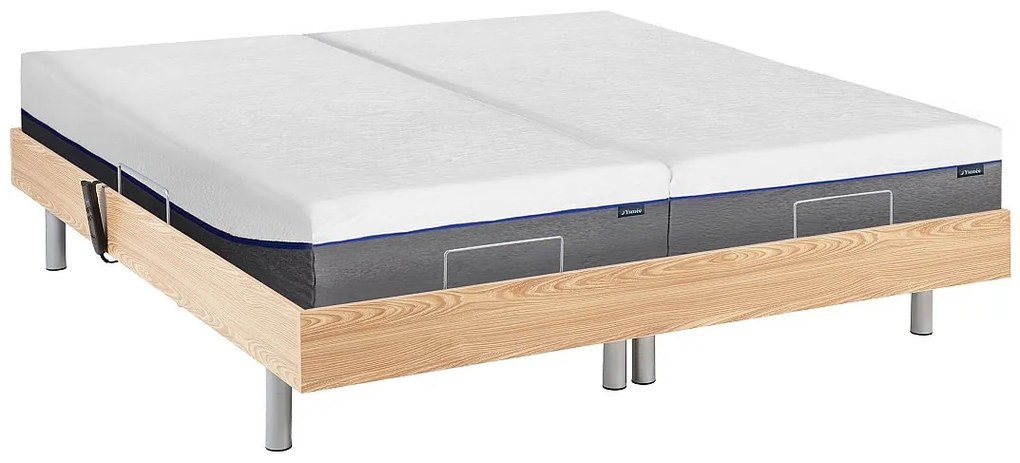 Komplet relaksacyjny całość z płytek+pamięć kształtu ciała HESIODE III marki YSMÉE - silniki OKIN - dąb naturalny - 2 x 90 x 200 cm