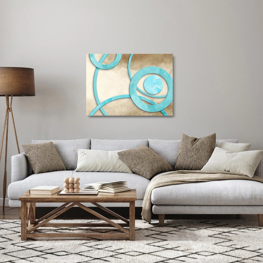 Obraz na szkle - Niebieskie koła na akwareli (70x50 cm)