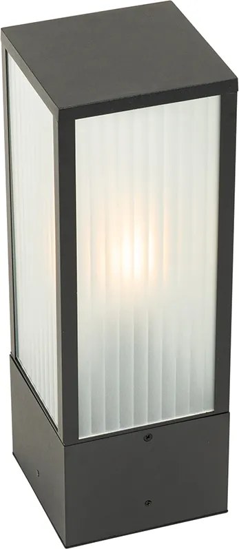 Inteligentna lampa podłogowa zewnętrzna czarna z żebrowanym szkłem 40 cm z WiFi A60 - Charlois