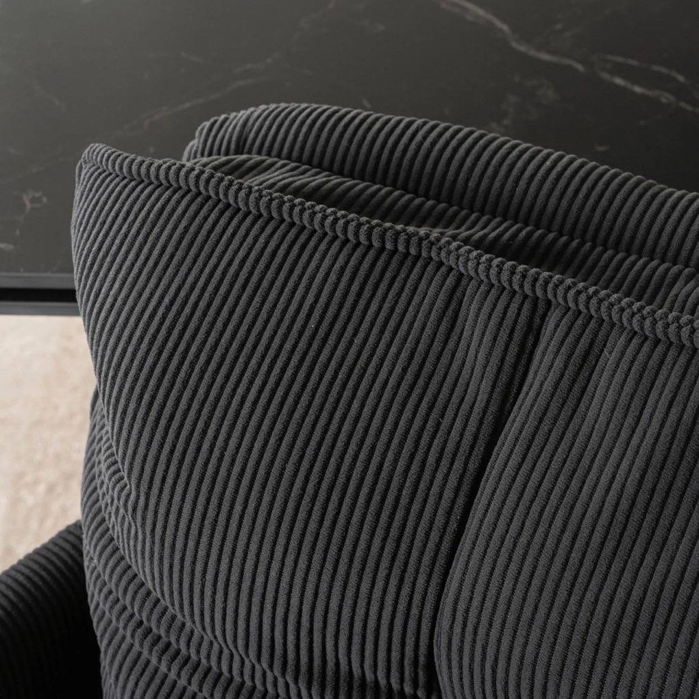 Krzesło Tapicerowane Obrotowe do Salonu CITY Czarne Sztruksowe Nowoczesne