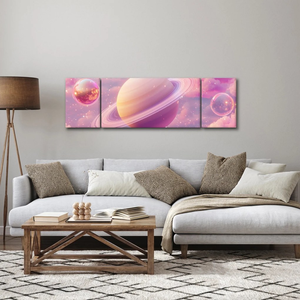 Obraz - Różowa planeta (170x50 cm)
