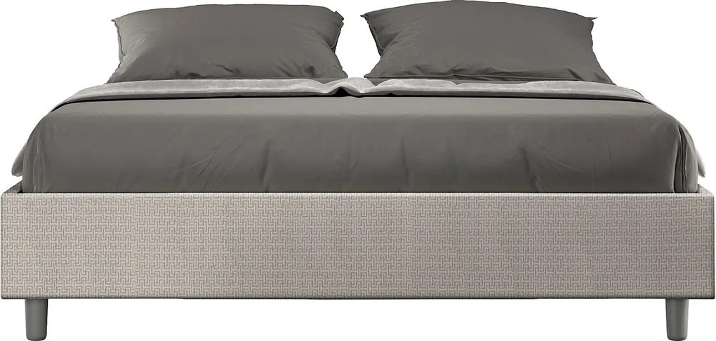 Łóżko wyposażone w stelaż z listwami z pojemnikiem tapicerowane 160x190 tkaniny Labirinto 01 Biały Azelia