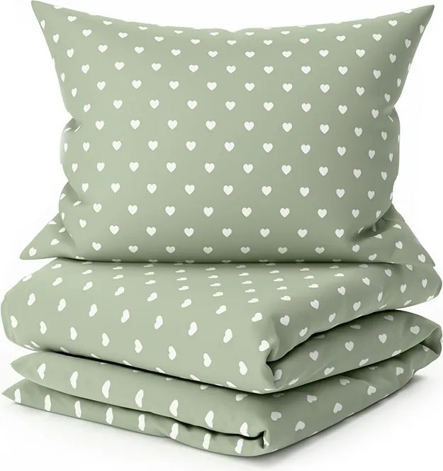 PrzytulneMieszkanie.pl PrzytulneMieszkanie.pl Bawełniana pościel SAGHEARTS POLY zielona Rozmiar pościeli: 70 x 90 cm | 140 x 220 cm