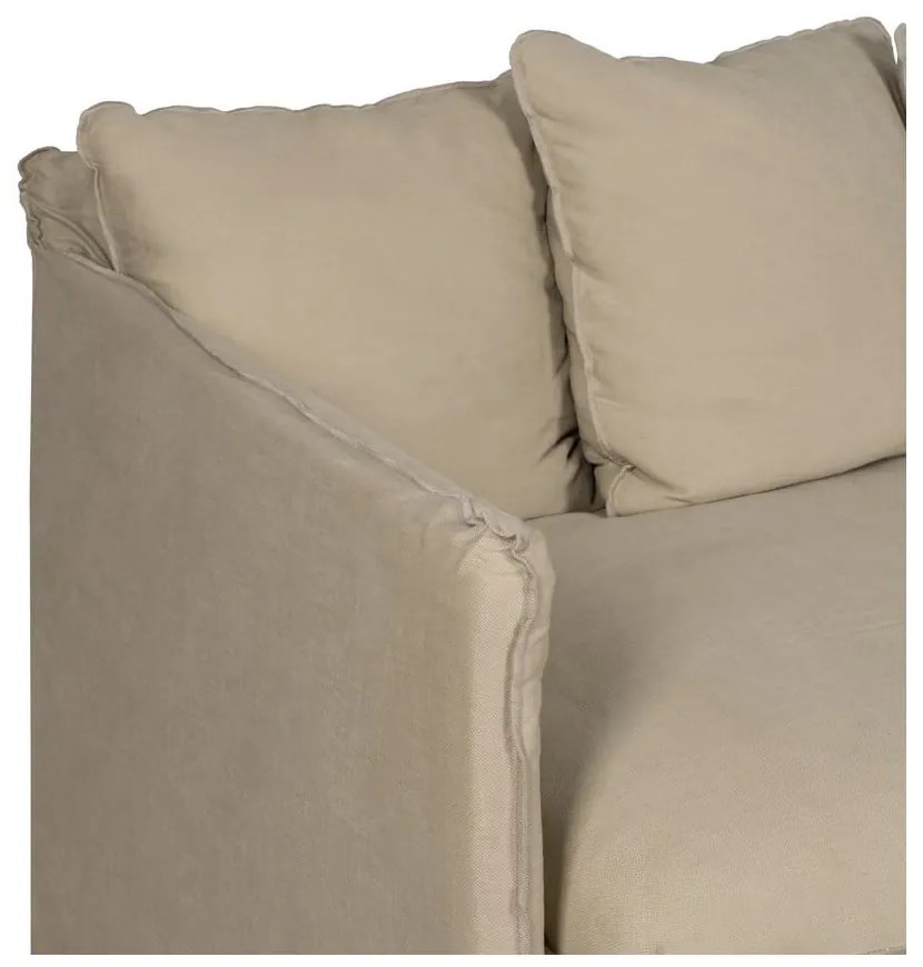 Beżowa lniana sofa 216 cm – Ixia