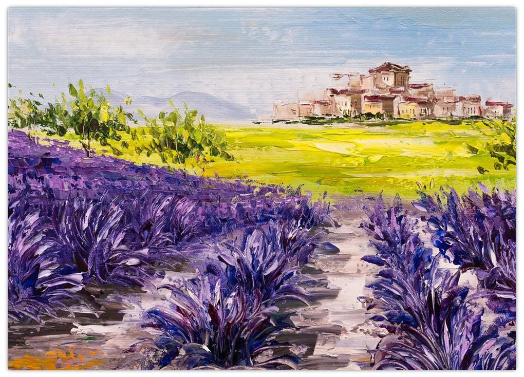 Obraz na szkle - Prowansja, Francja, malarstwo olejne (70x50 cm)