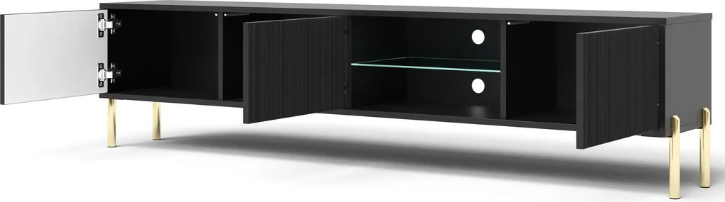 Czarna szafka RTV na złotych nóżkach 175 cm R8-E51