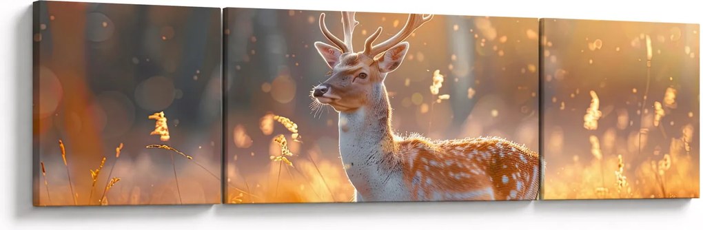 Obraz - Jeleń na polu (170x50 cm)