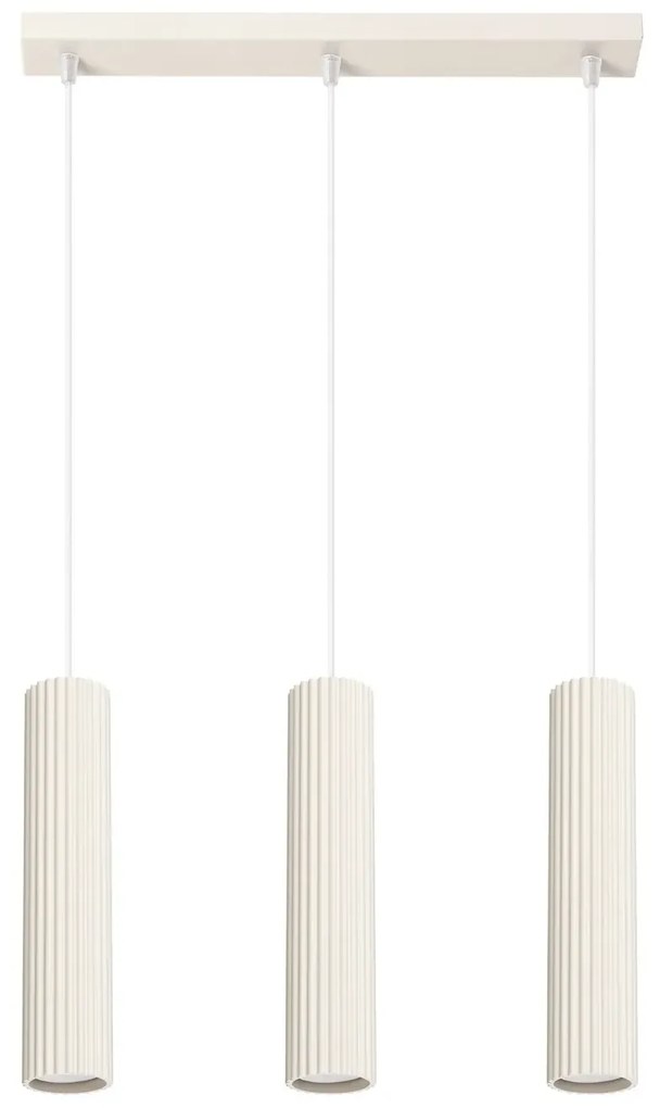 Lampa wisząca KARBON 3L beżowa ryflowana SOLLUX  LIGHTING
