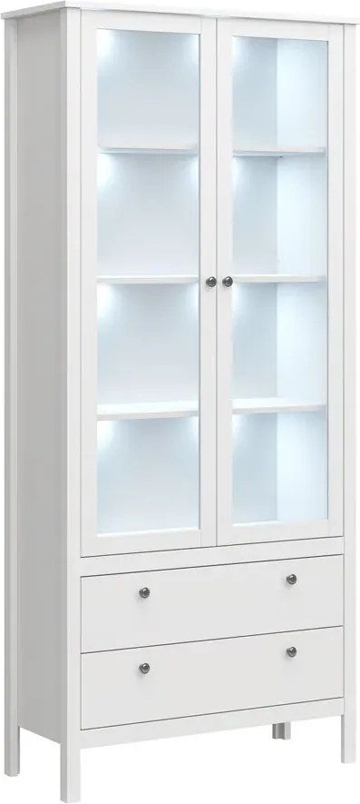 Biała Dwudrzwiowa Witryna Led Z 2 Szufladami Z4-W26