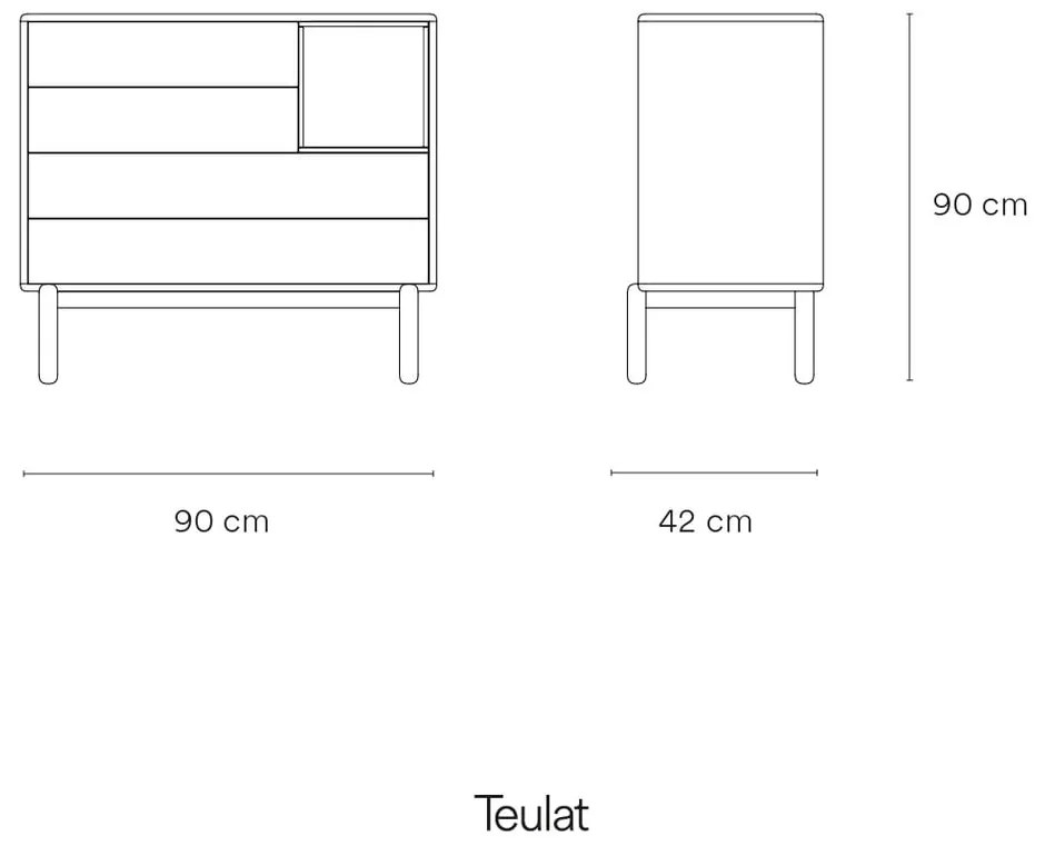 Ciemnoszara niska komoda 90x90 cm Corvo – Teulat