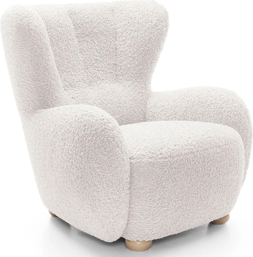 Biały fotel uszak boucle do pokoju F2-Z88