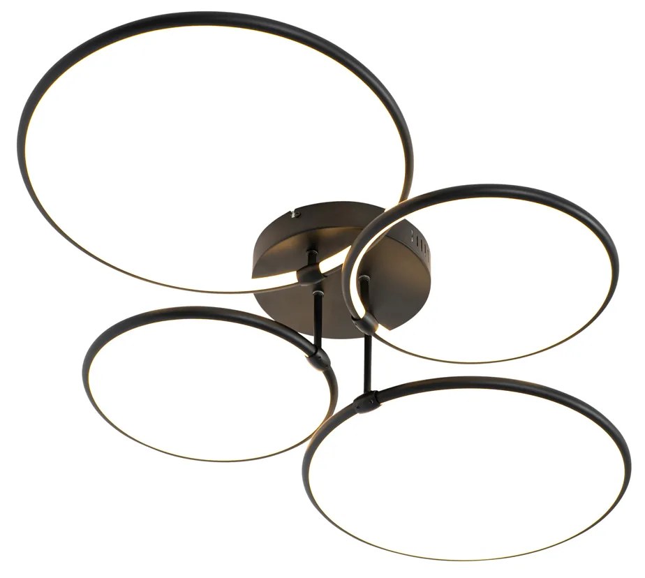 Lampa sufitowa czarna w komplecie z LED 3-stopniowo ściemnialna 4-punktowa - Joaniqa Nowoczesny Oswietlenie wewnetrzne