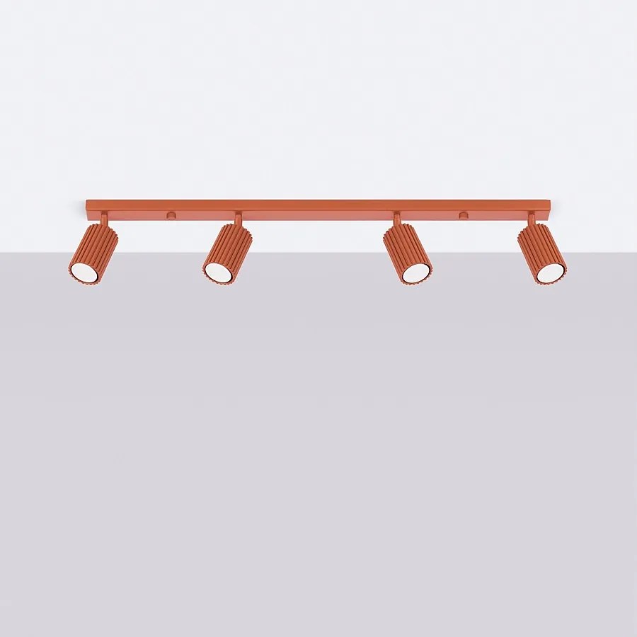 Lampa sufitowa minimalistyczny Gloow, aluminium - 4 źródło światła 4000K - L.81 x H.16.5 cm - ochra czerwona