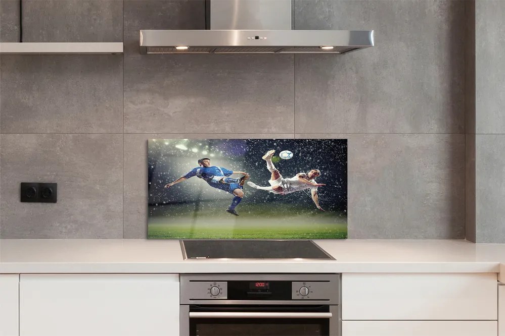 Szklany Panel Piłka Nożna w Strugach Deszczu