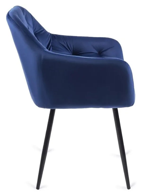 Krzesło Tapicerowane do Salonu VIKI Granatowe Welurowe Nowoczesne Loft