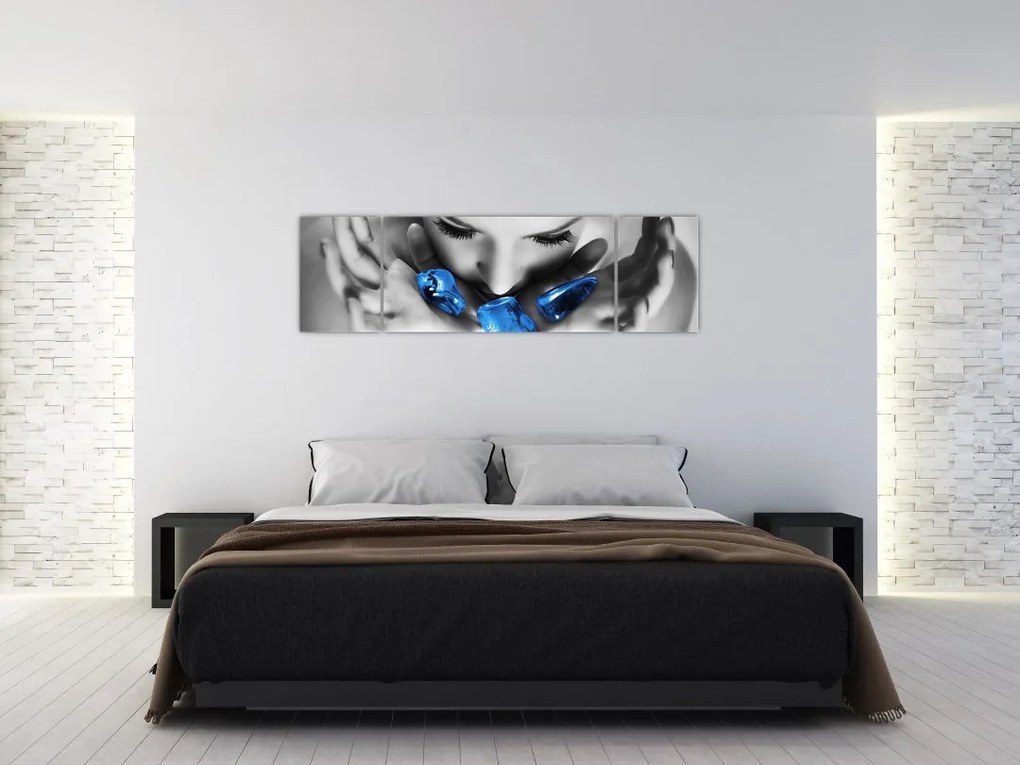 Obraz portretu kobiety z kamieniami (170x50 cm)