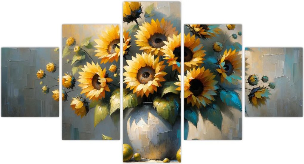 Obraz – Wazon ze słonecznikami (125x70 cm)