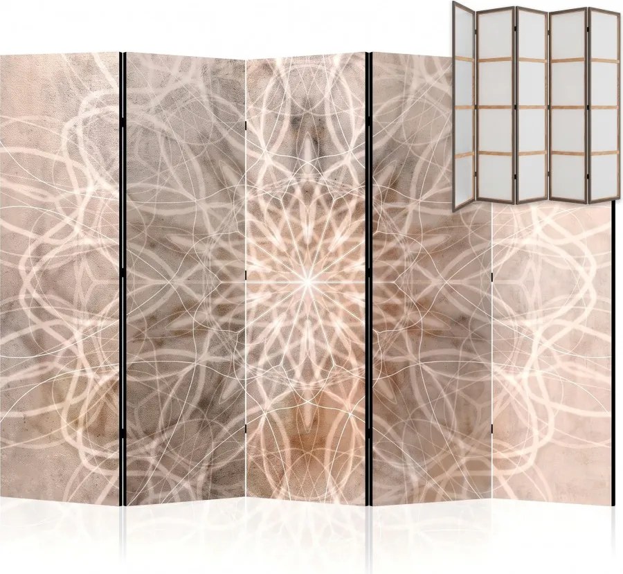 Parawan pokojowy 5-częściowy 225x172 Jednostronny dekoracyjny boho minimalistyczny Beżowy Mandala Z Betonu