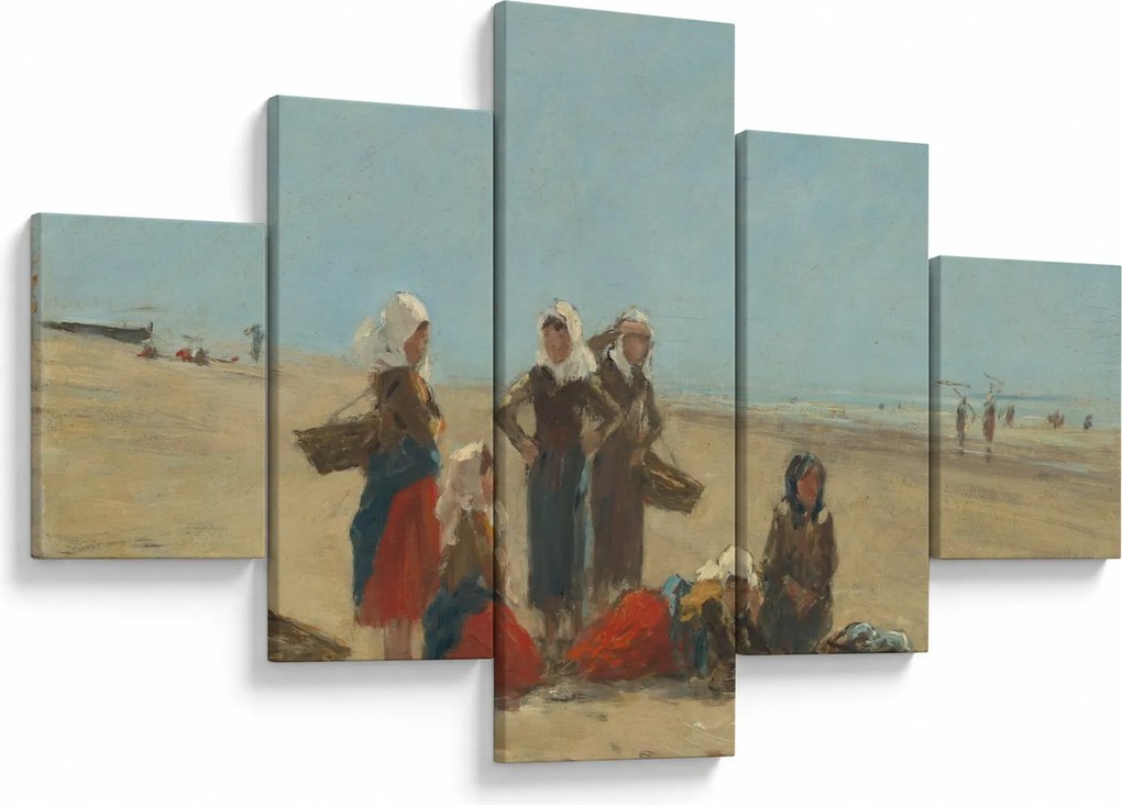 Obraz - Eugène Boudin, Women on the Beach at Berck, reprodukcje (125x70 cm)