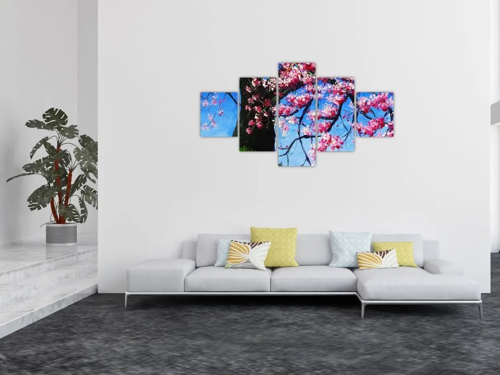 Obraz malowanego kwiatu wiśni (125x70 cm)