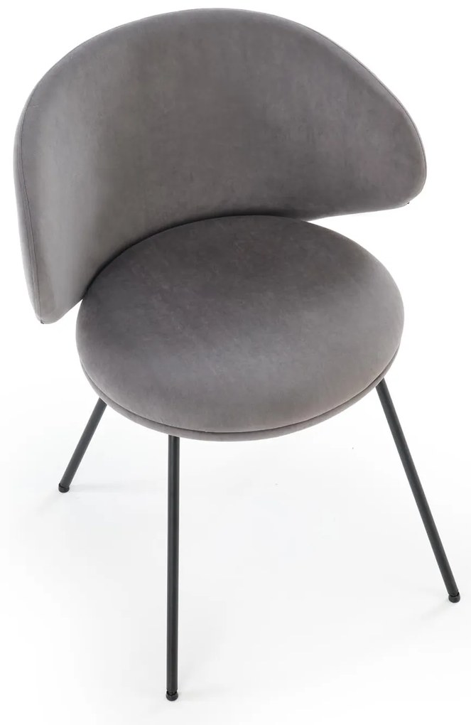 Krzesło do jadalni tapicerowane popiel szary mat welur K587